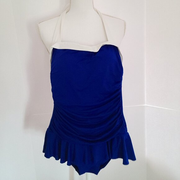 RALPH LAUREN BEL AIR SHIRRED BANDEAU 1- PIECE SWIMSUIT -SIZE US 6 -RESORT CHIC - Picture 1 of 11